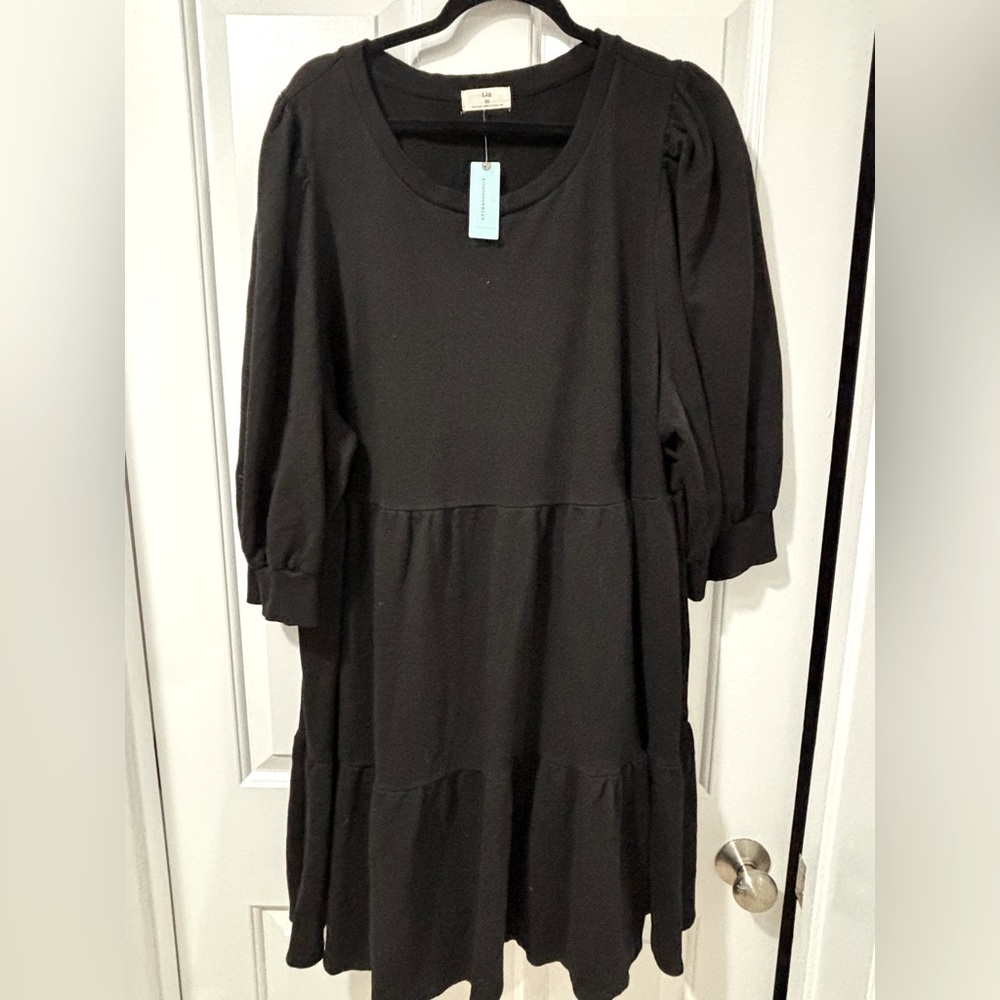 Anthropologie black casual tiered dress